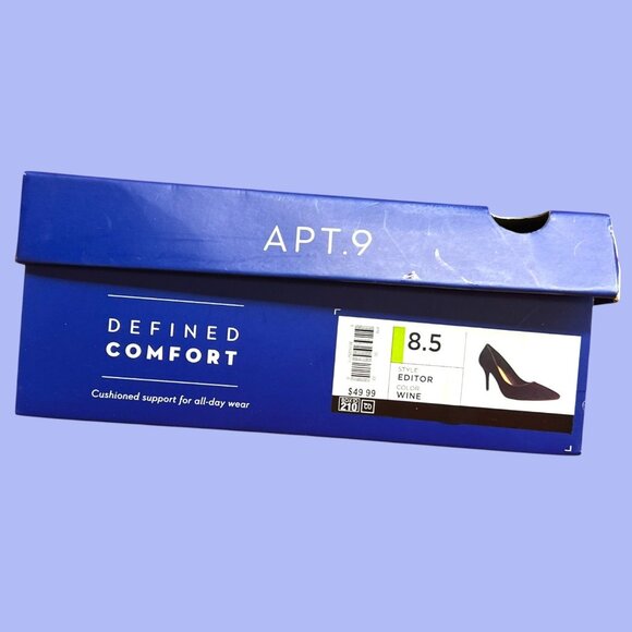 APT.9 Burgundy Velvet Pointed Toe Stiletto Heels Women's Size 9 Elegant Evening - Picture 8 of 8